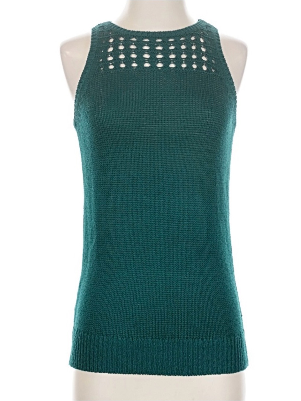 Ladies Ann Taylor Green Knit Sleeveless Top Size Small